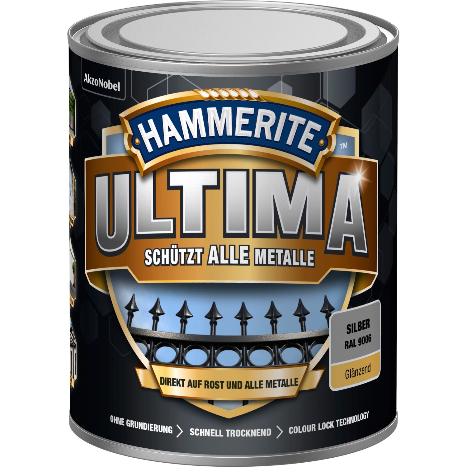 Hammerite Ultima Premium Metall-Schutzlack glänzend Silber 750 ml von Hammerite