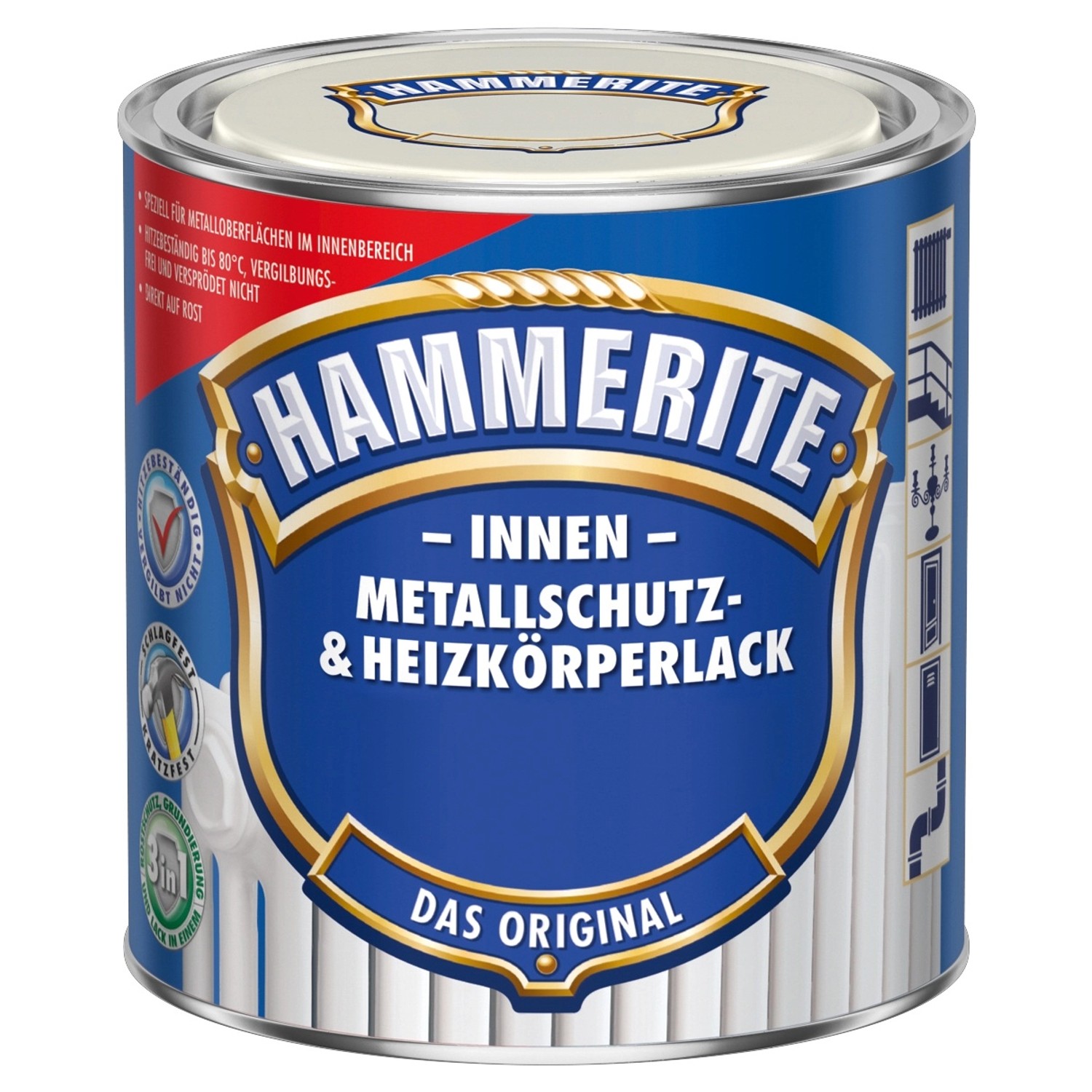 Hammerite Metallschutz- & Heizkörperlackk Weiß glänzend 500 ml von Hammerite