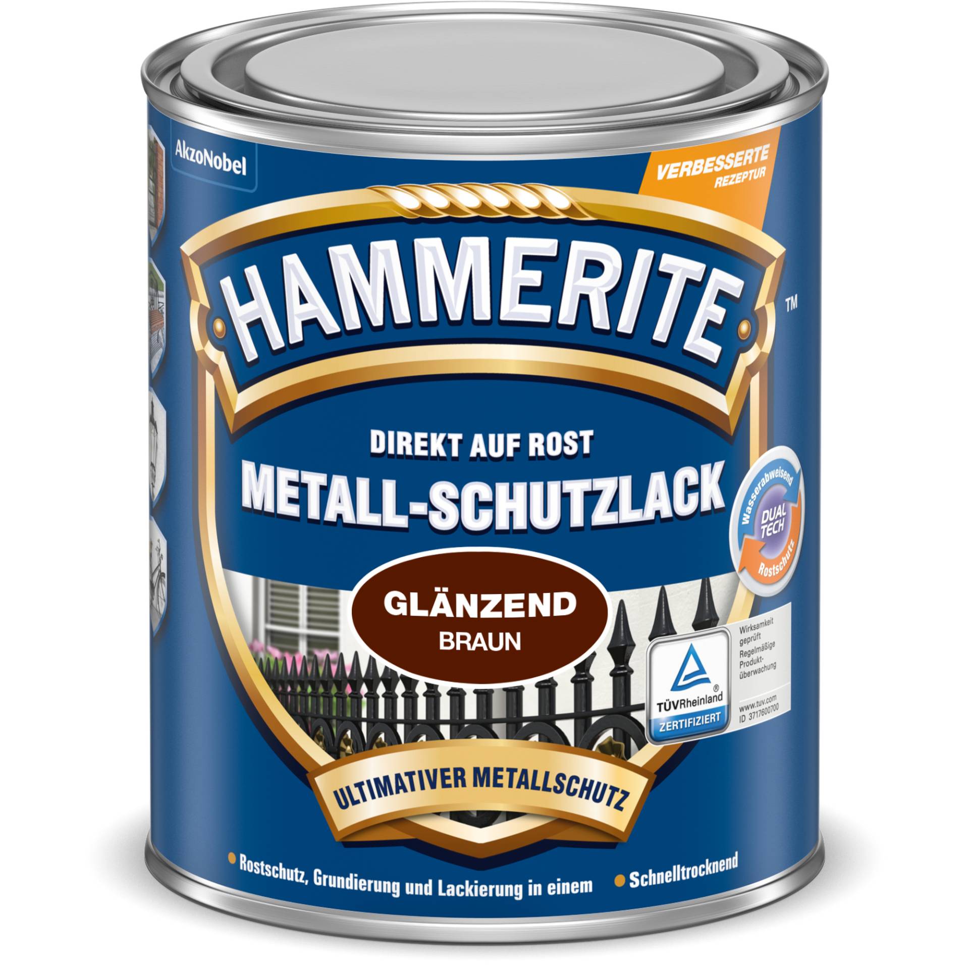 Hammerite Metallschutzlack 'Direkt auf Rost' braun glänzend 250 ml von Hammerite