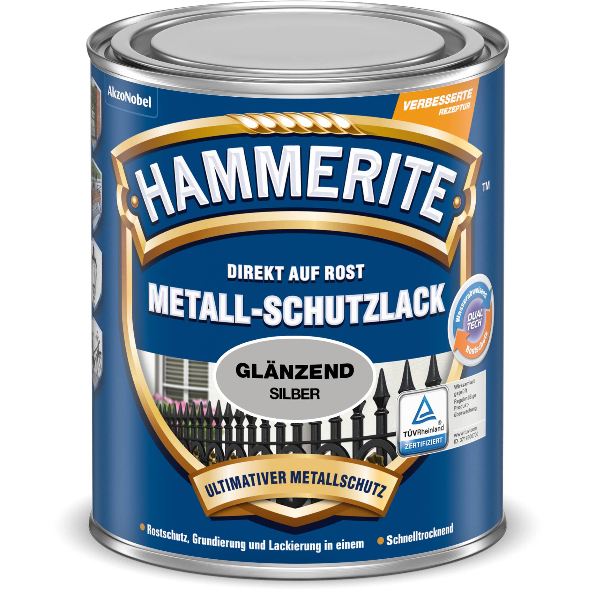 Hammerite Metallschutzlack silber glänzend 750 ml von Hammerite