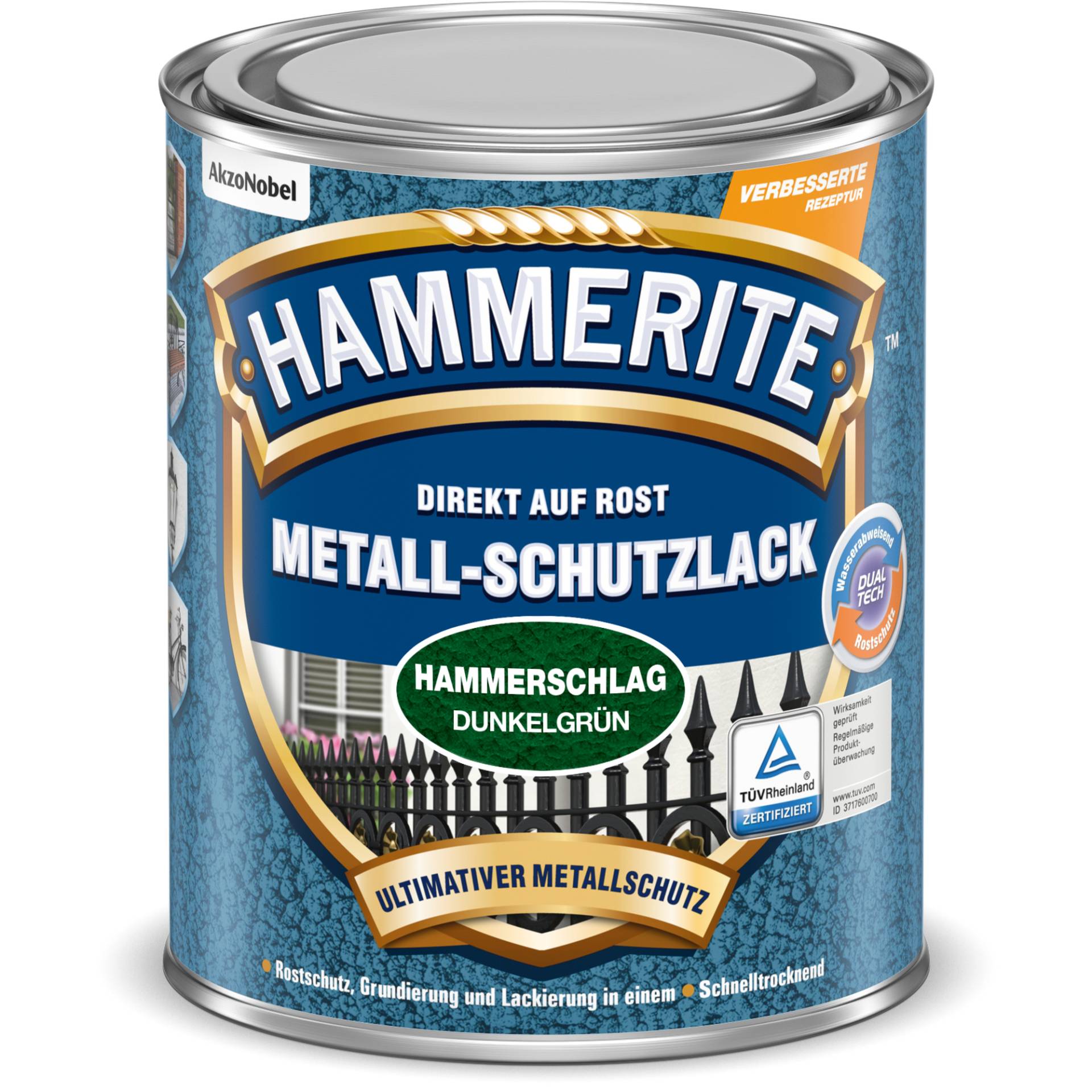 Hammerite Metallschutzlack Hammerschlag-Effekt dunkelgrün 250 ml von Hammerite
