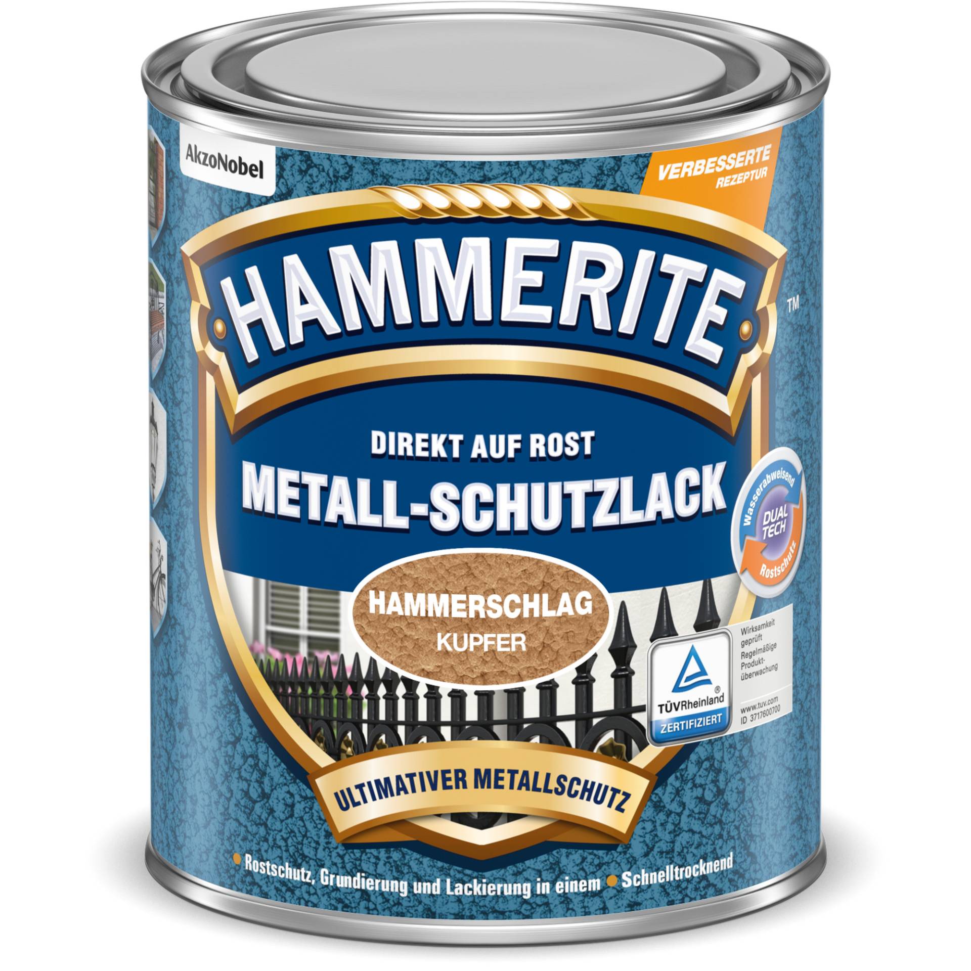 Hammerite Metallschutzlack Hammerschlag-Effekt kupferfarben 250 ml von Hammerite