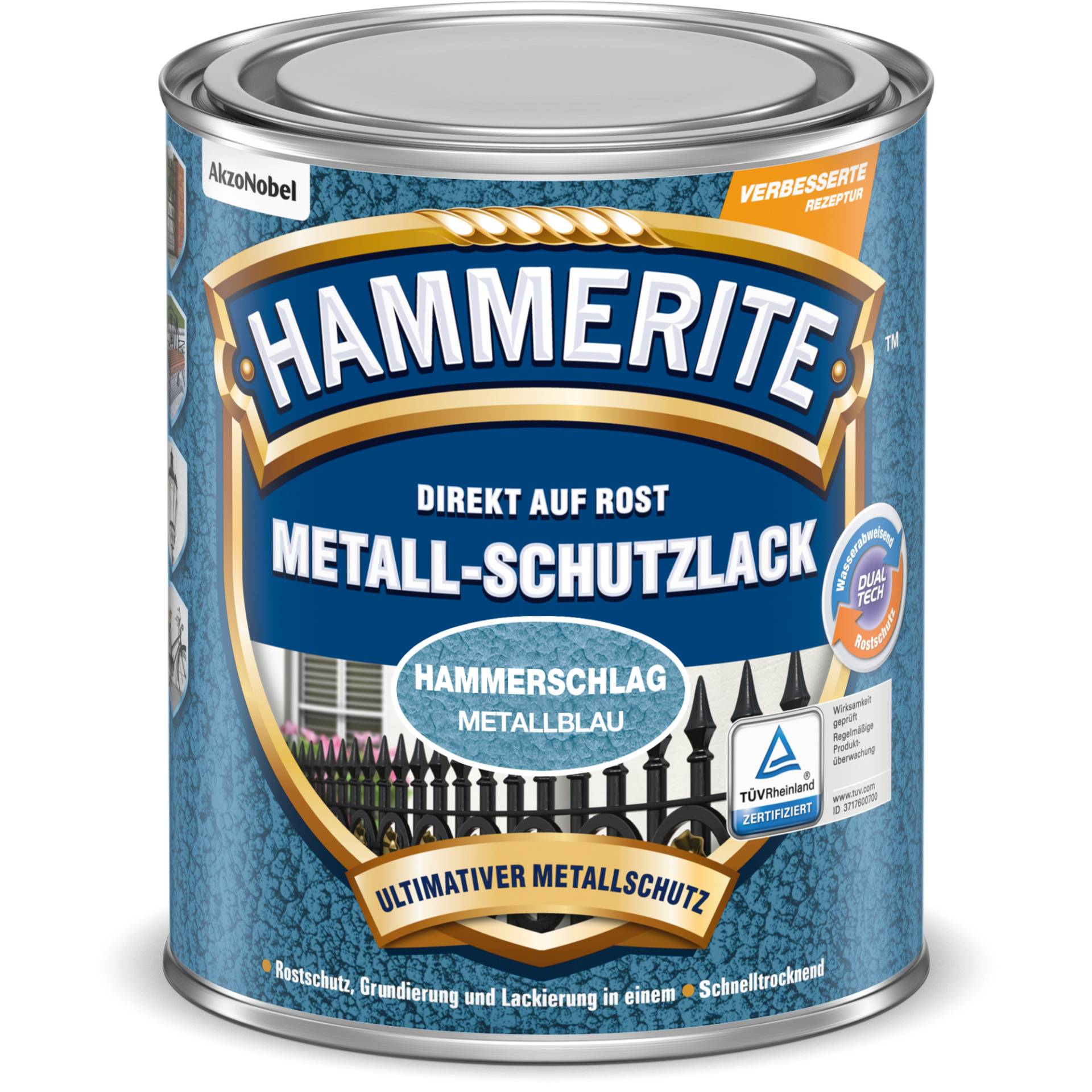 Hammerite Metallschutzlack Hammerschlag-Effekt metallblau 750 ml von Hammerite