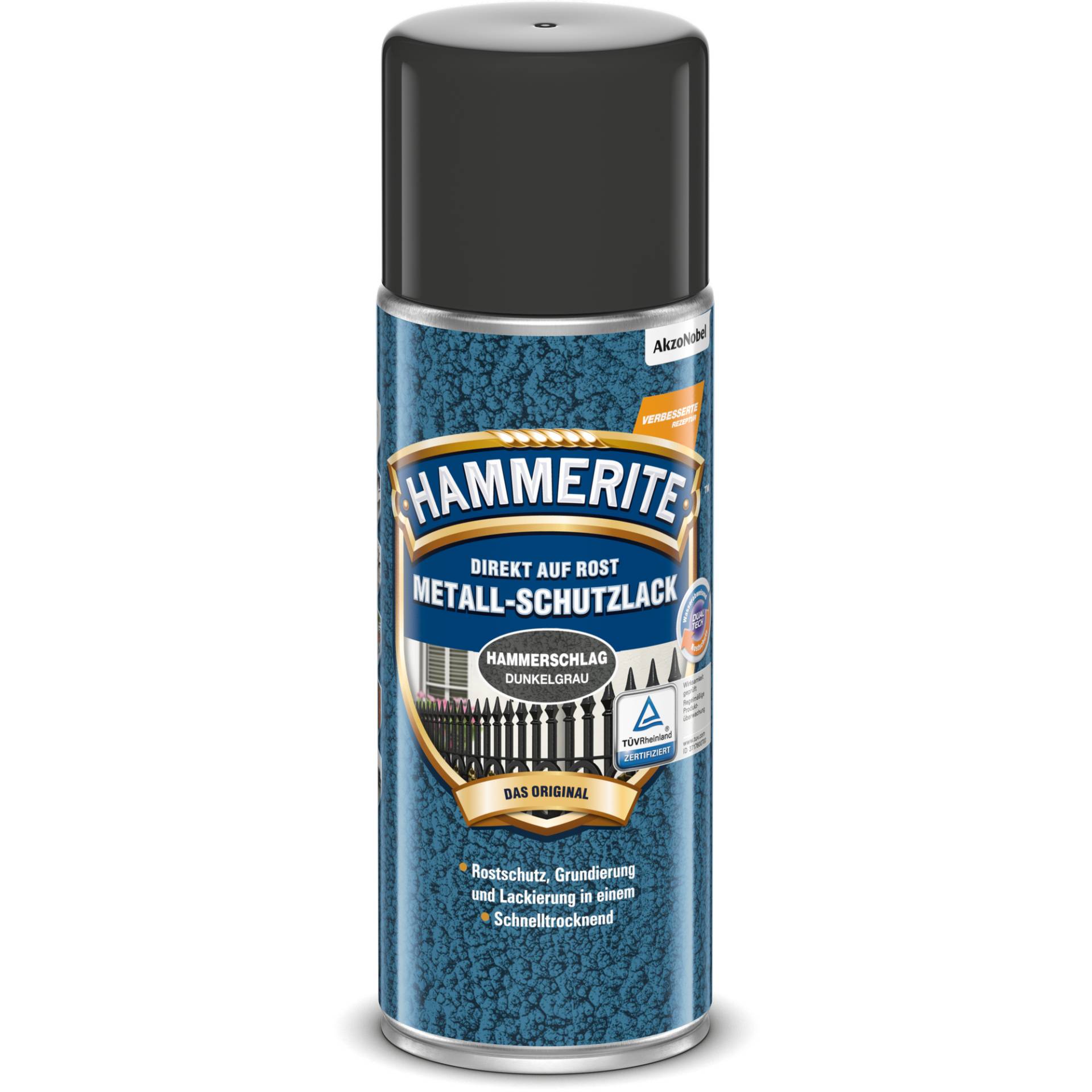 Hammerite Metallschutzlack-Spray Hammerschlag-Effekt dunkelgrau 400 ml von Hammerite