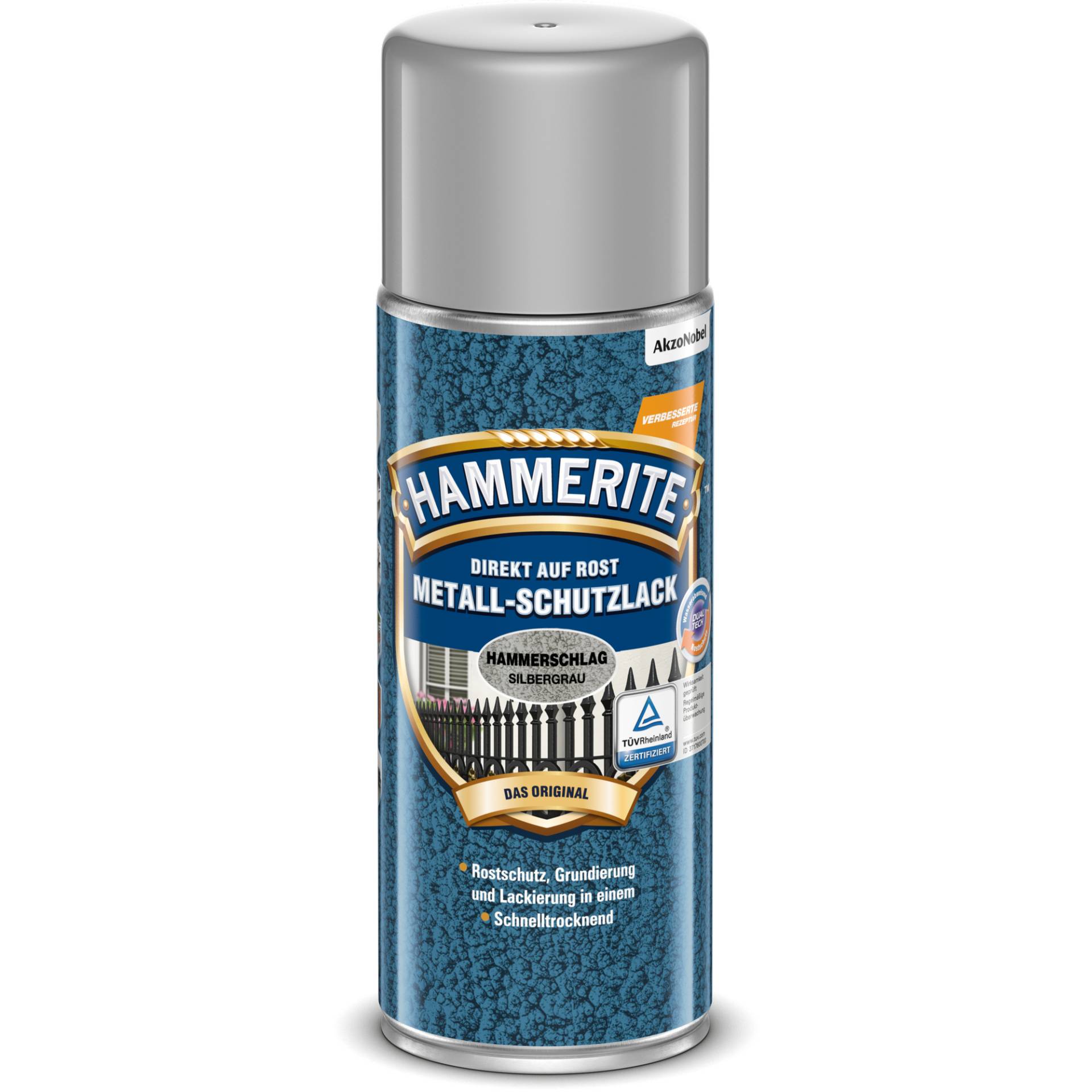 Hammerite Metallschutzlack-Spray Hammerschlag-Effekt silbergrau 400 ml von Hammerite