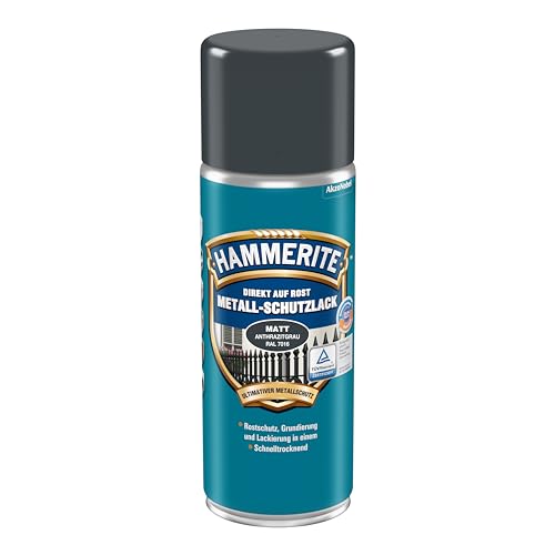 Hammerite Metallschutzlack Spray Matt, Anthrazitgrau, 400ml von Hammerite