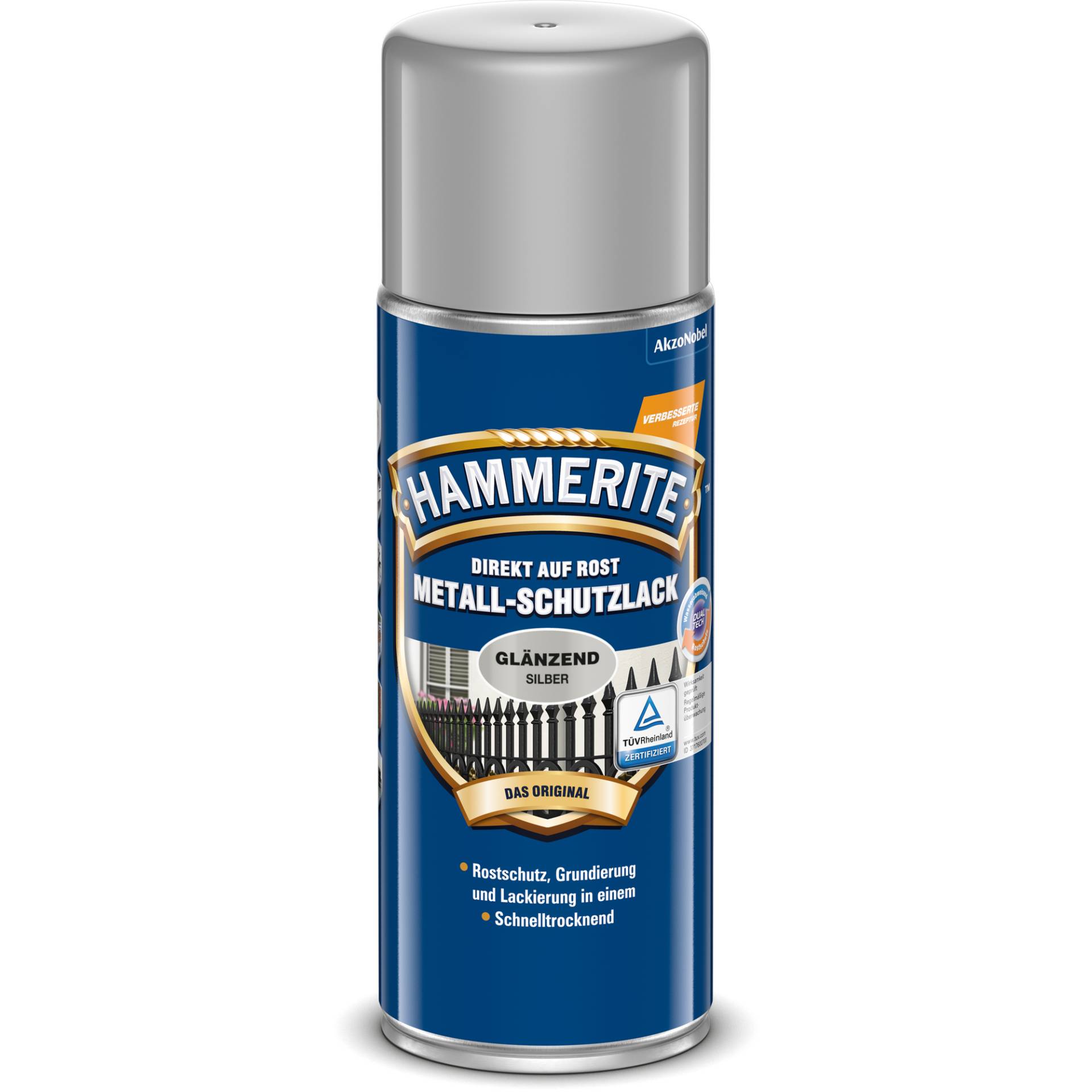 Hammerite Metallschutzlack-Spray silber glänzend 400 ml von Hammerite