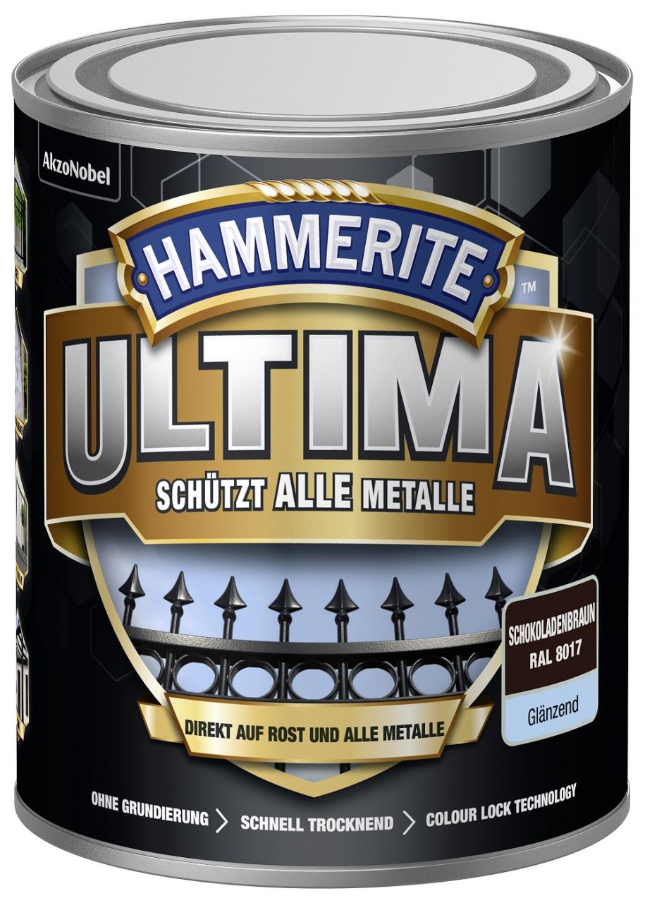 Hammerite Metallschutzlack ULTIMA glänzend schokoladenbraun RAL 8017 750 ml von Hammerite