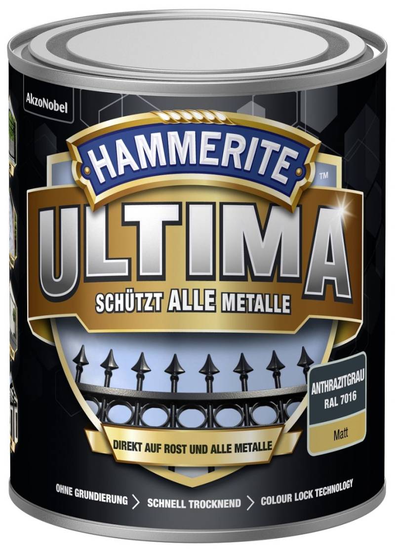 Hammerite Metallschutzlack ULTIMA matt anthrazitgrau RAL 7016 750 ml von Hammerite