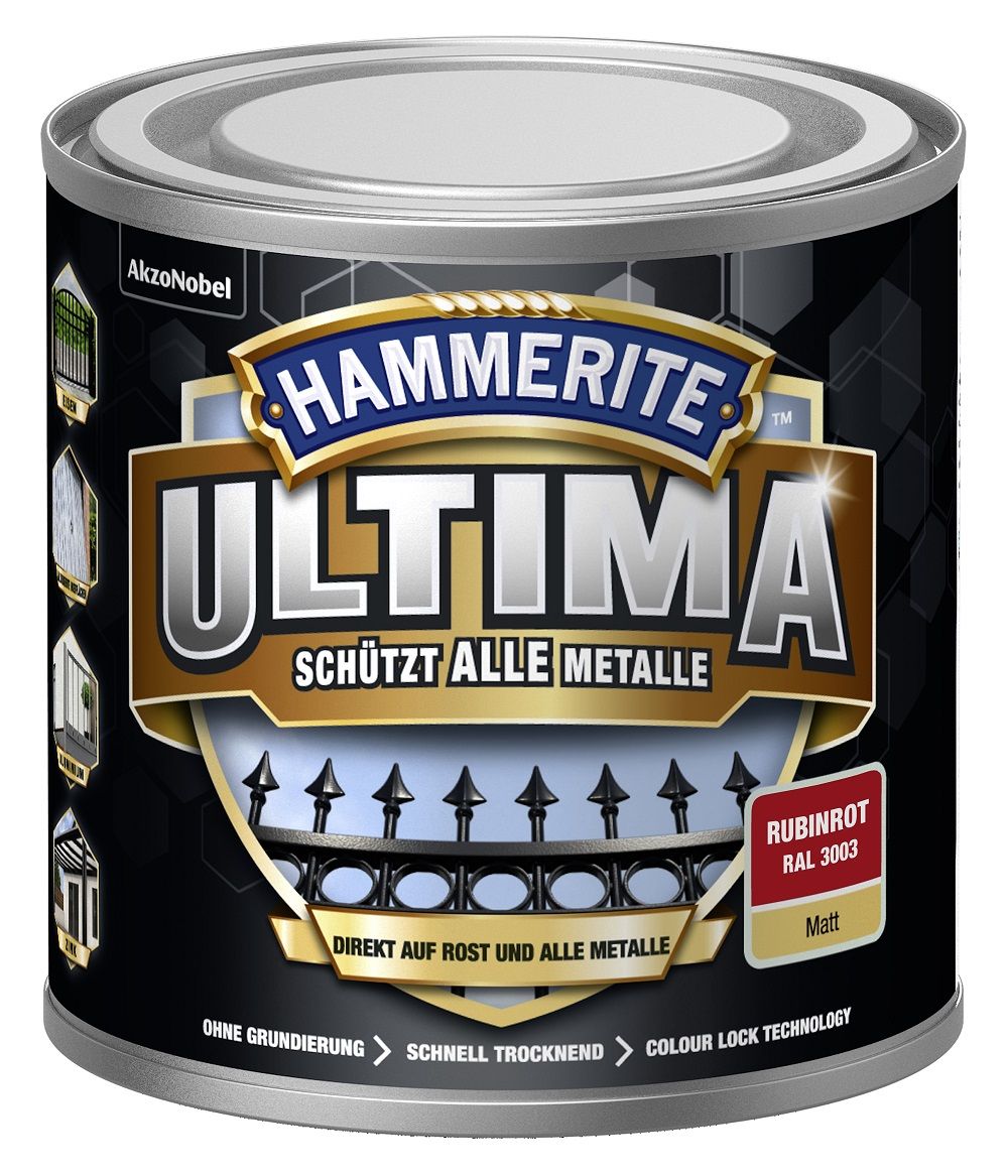 Hammerite Metallschutzlack ULTIMA matt rubinrot RAL 3003 250 ml von Hammerite