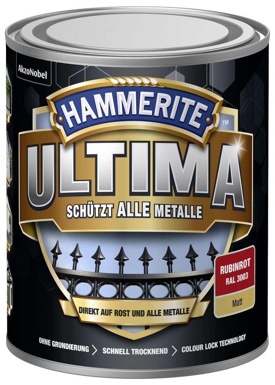 Hammerite Metallschutzlack ULTIMA matt rubinrot RAL 3003 750 ml von Hammerite