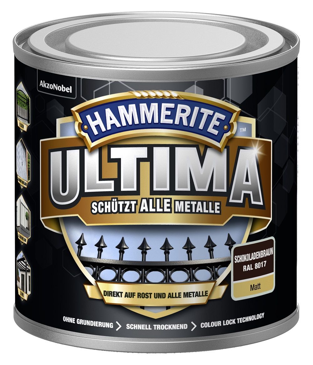 Hammerite Metallschutzlack ULTIMA matt schokoladenbraun RAL 8017 250 ml von Hammerite