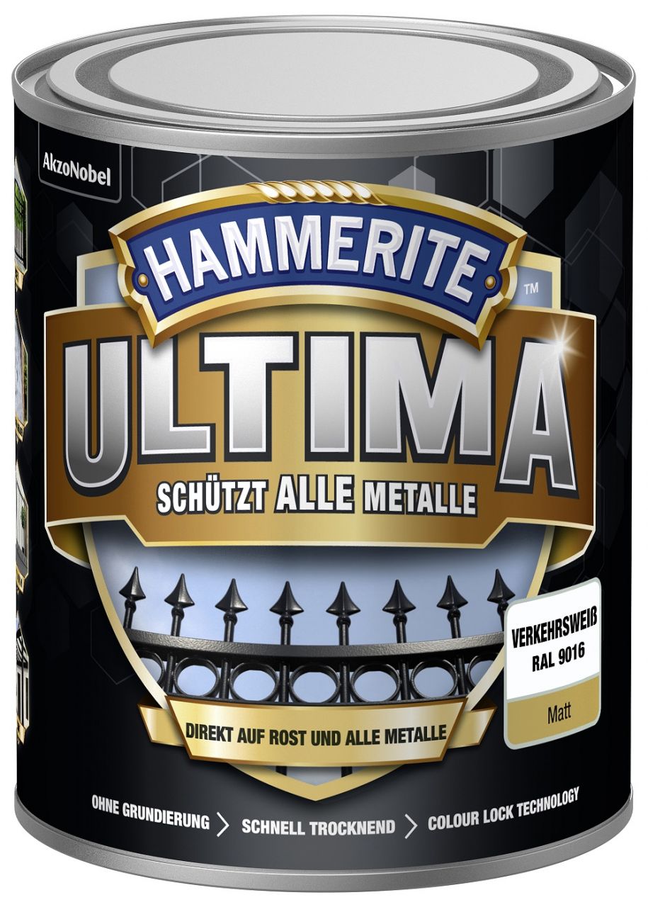 Hammerite Metallschutzlack ULTIMA matt verkehrsweiß RAL 9016 750 ml von Hammerite