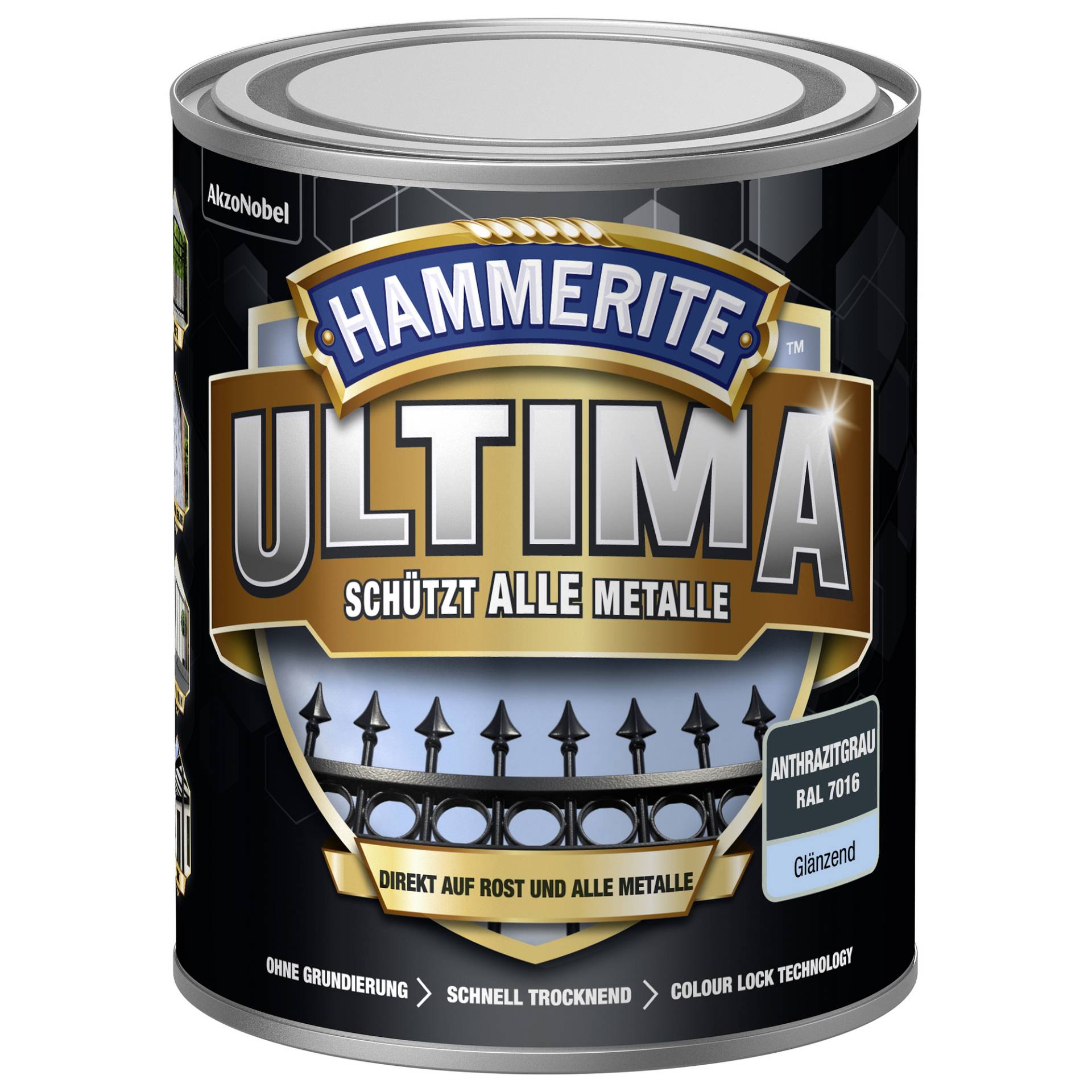 Hammerite Metallschutzlack 'RAL 7016' anthrazitgrau glänzend 750 ml von Hammerite