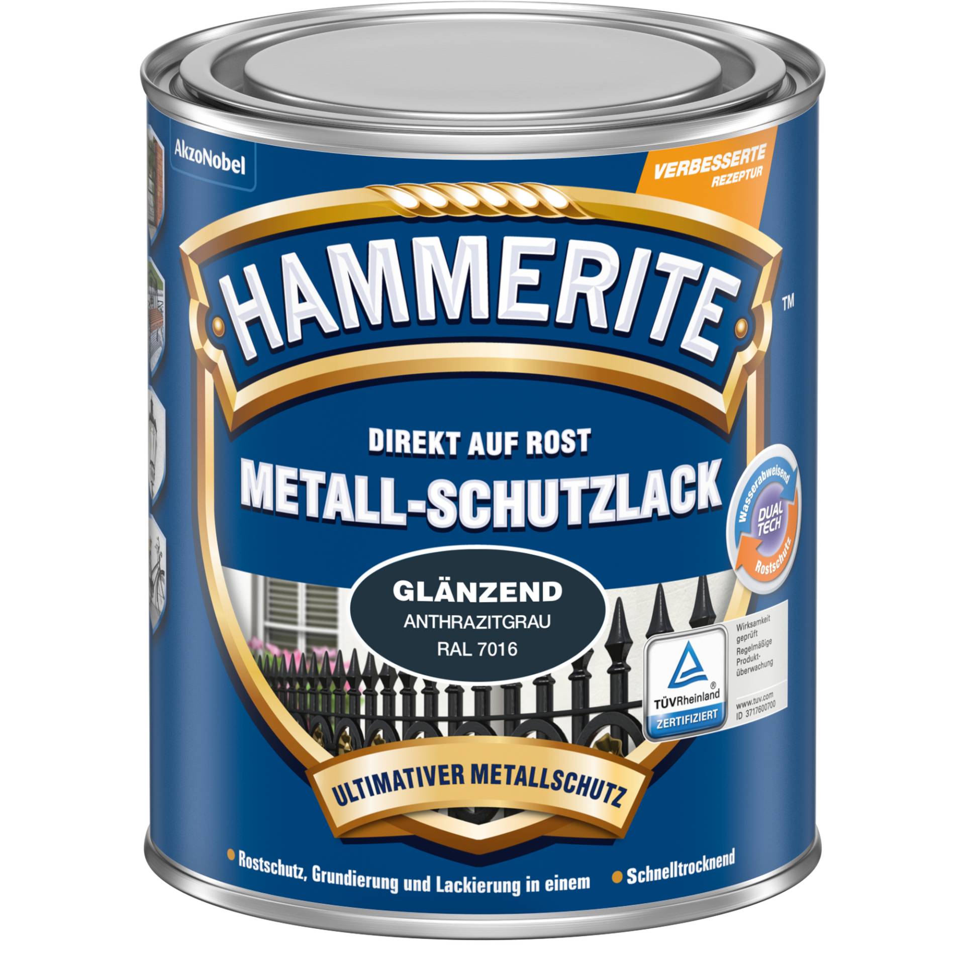 Hammerite Metallschutzlack anthrazitgrau glänzend 250 ml von Hammerite