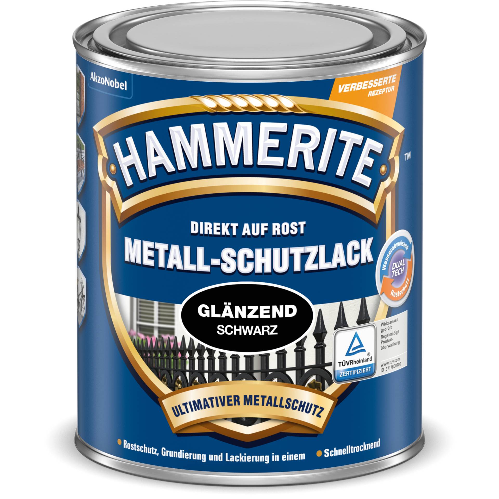 Hammerite Metallschutzlack schwarz glänzend 750 ml von Hammerite