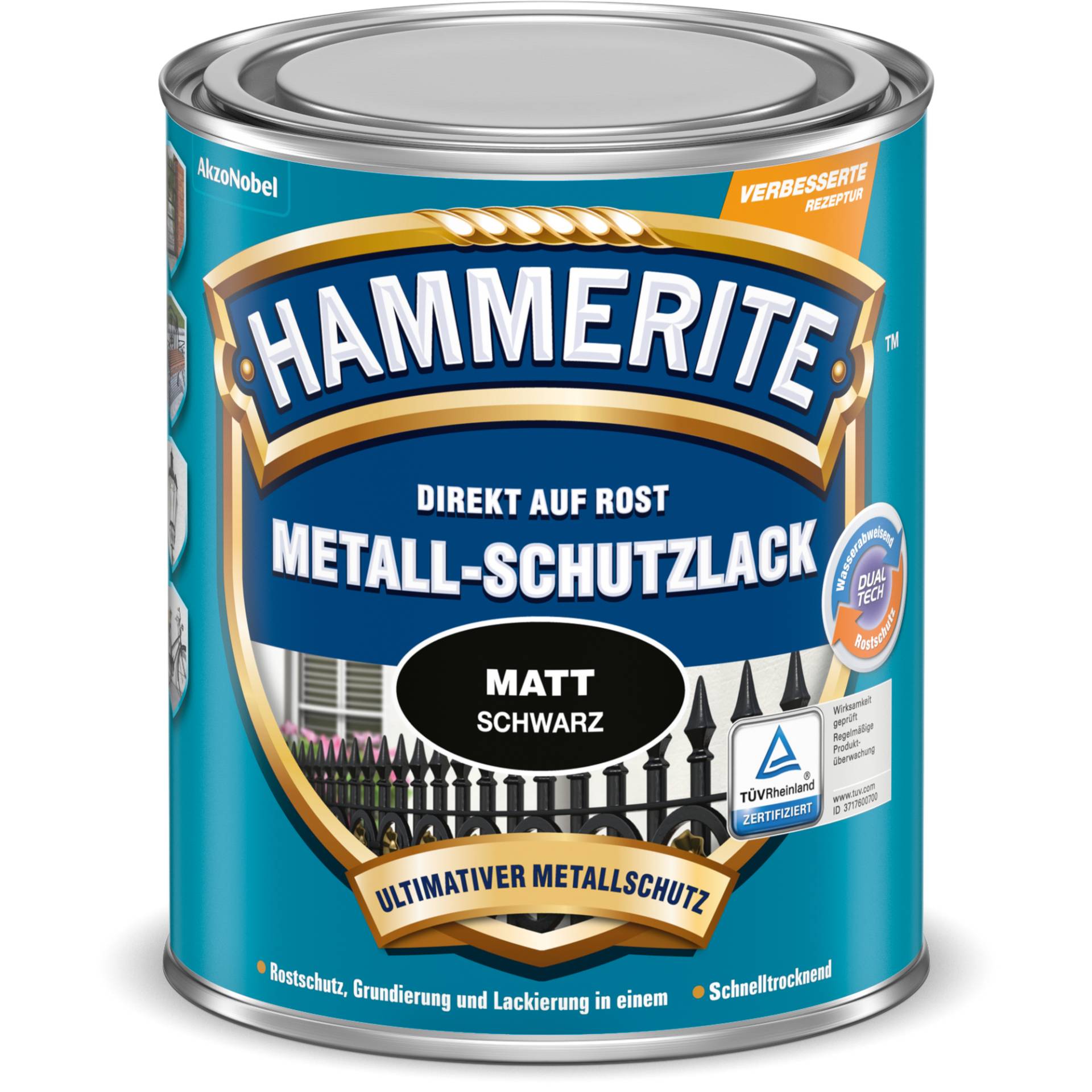 Hammerite Metallschutzlack schwarz matt 250 ml von Hammerite