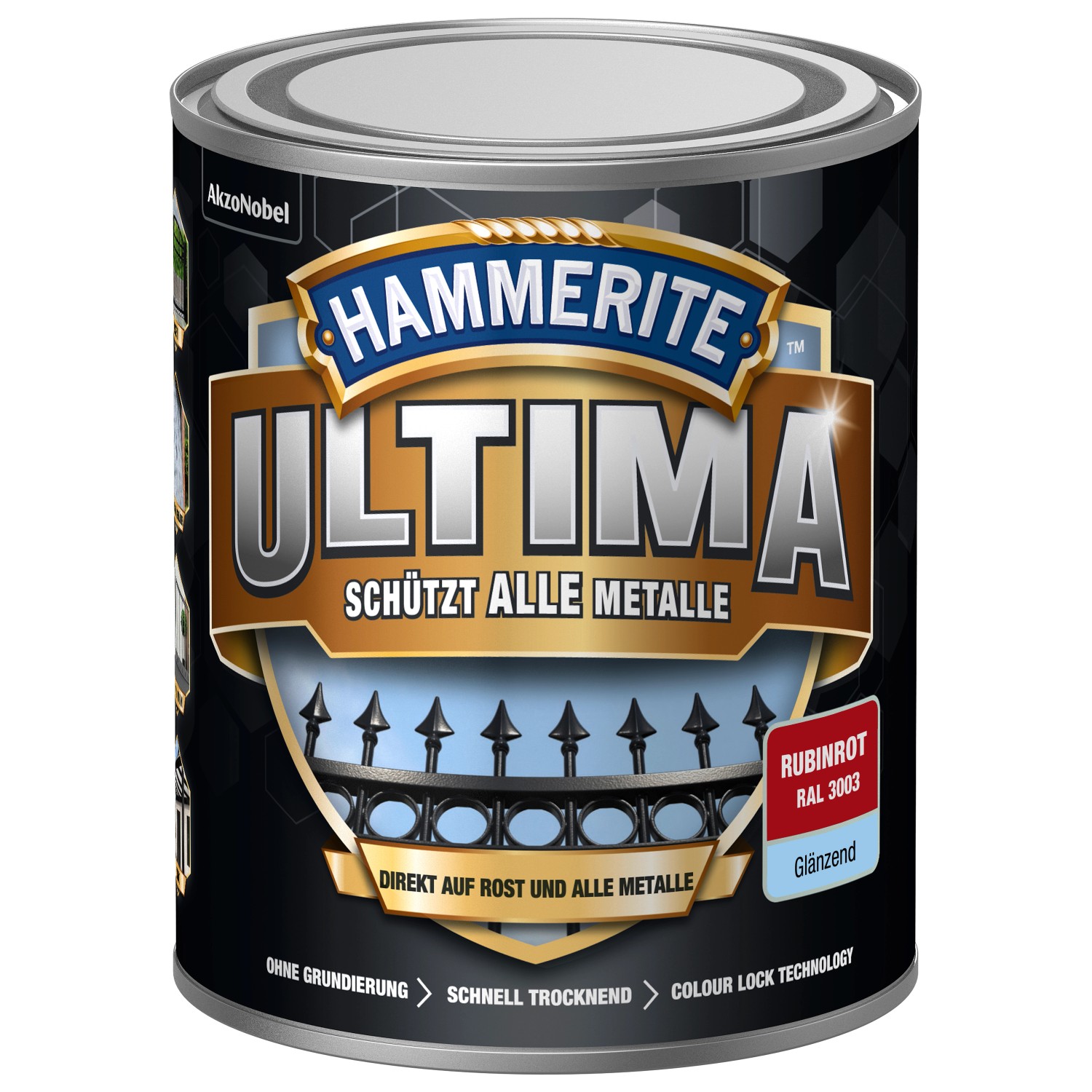 Hammerite Ultima Premium Metall-Schutzlack glänzend Rubinrot 750 ml von Hammerite