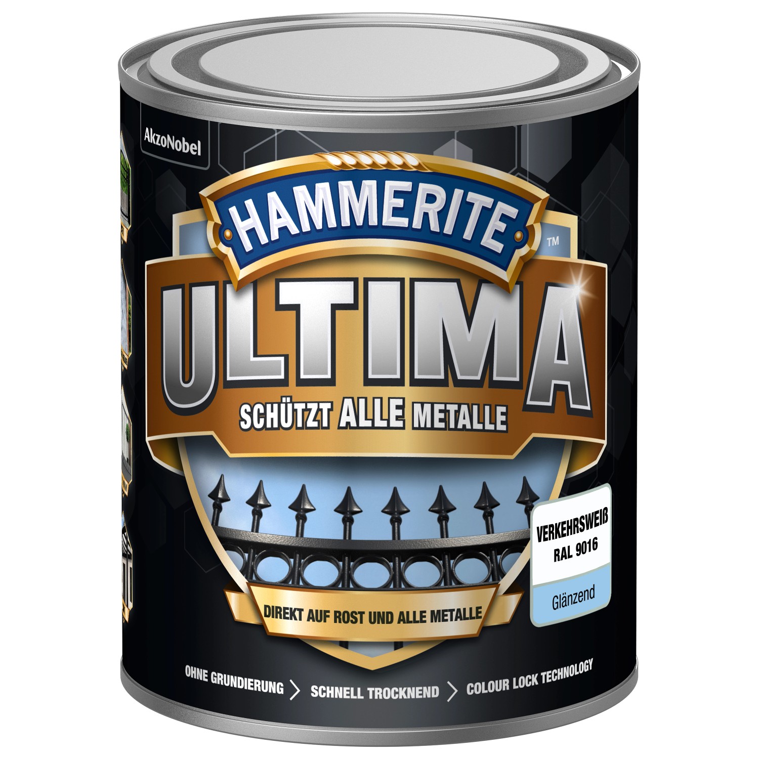 Hammerite Ultima Premium Metall-Schutzlack glänzend Verkehrsweiß 750 ml von Hammerite