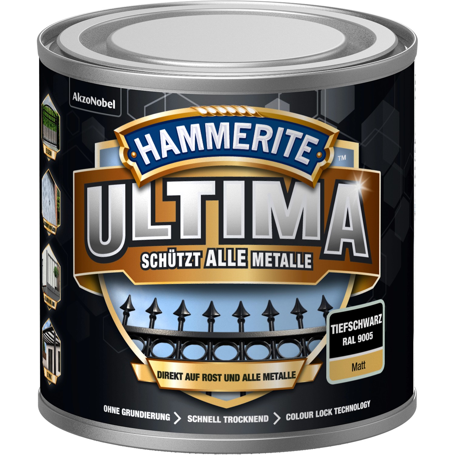 Hammerite Ultima Premium Metall-Schutzlack matt Tiefschwarz 250 ml von Hammerite