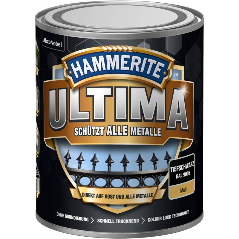 Hammerite Ultima Premium Metall-Schutzlack matt Tiefschwarz 750 ml von Hammerite