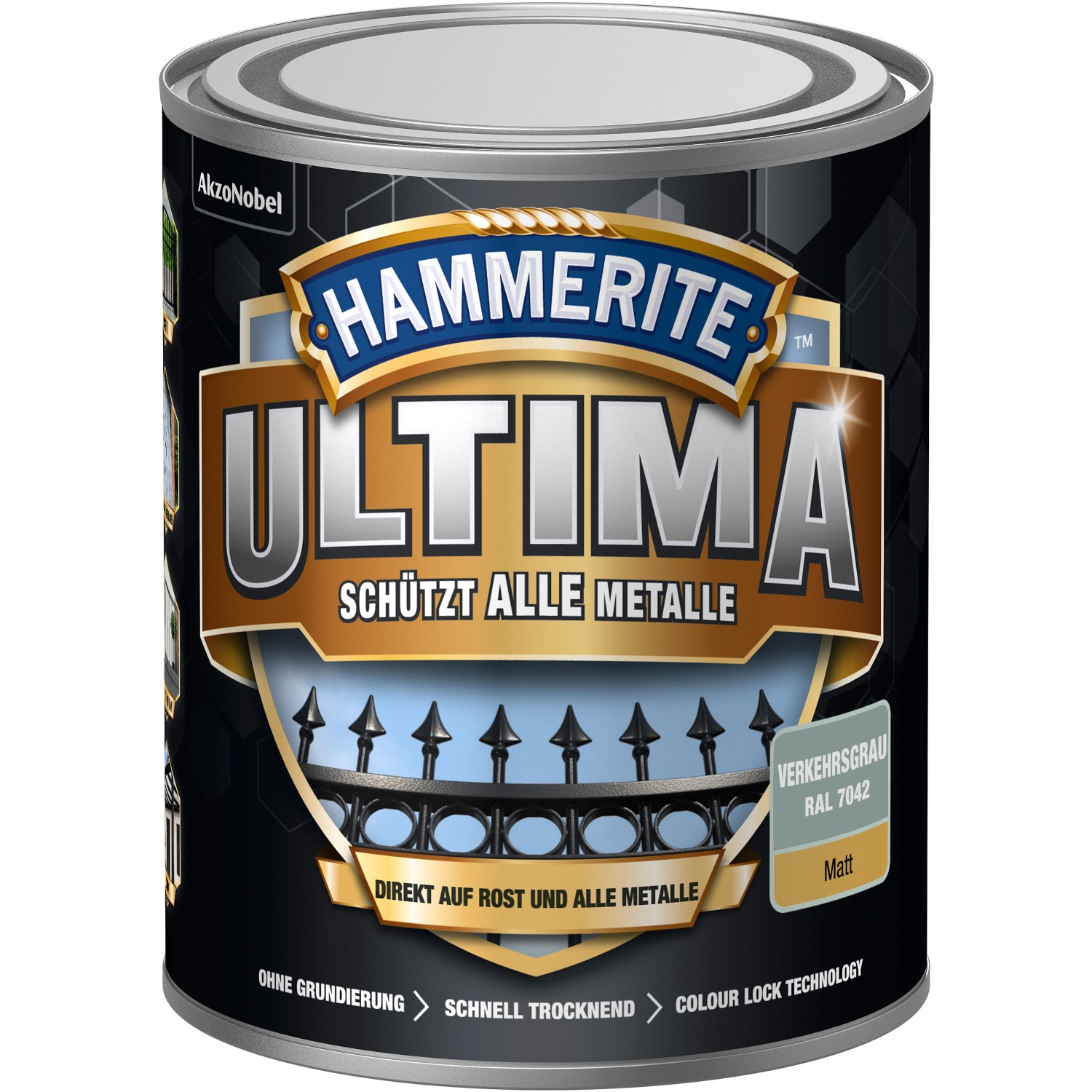 Hammerite Ultima Premium Metall-Schutzlack matt Verkehrsgrau 750 ml von Hammerite