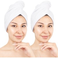 HAMMETEX Turban-Handtuch "2er Set Haarturban Damen, 100% Baumwolle, Flauschig & Schnelltrocknend", (Set, 2 St., 2), Uni-Farben, weich von Hammetex