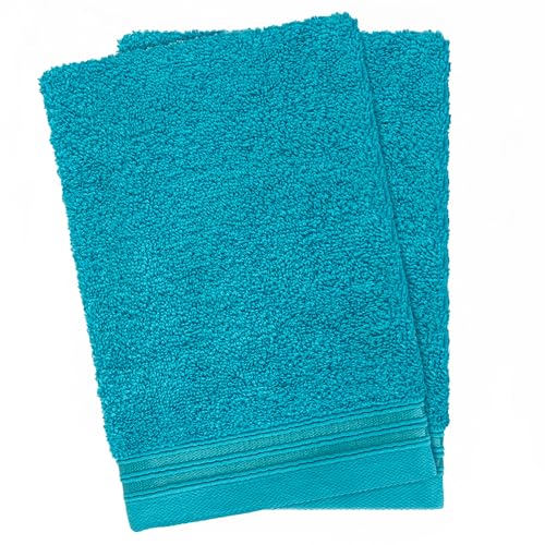 Hammetex 2er Set Waschhandschuh 15x22 cm, 100% Baumwolle mit Waschlappen Waschen Frottier, Superwuschel Weiche Qualität Strapazierfähig, Türkis von Hammetex