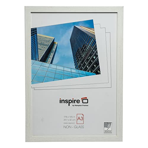 Hampton Frames Bergen BERA3NG Bilderrahmen, A3 (30 x 42 cm), Plexiglas (kein Glas), Weiß von Hampton Frames