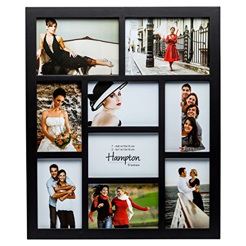 Hampton Frames 1232blk9 Galerie schwarz Sieben 4x6in/a6 (10x15cm) & Zwei 5x7in (13x18cm) schön gearbeitete Multi-Blende Fotorahmen hängen nur von Hampton Frames