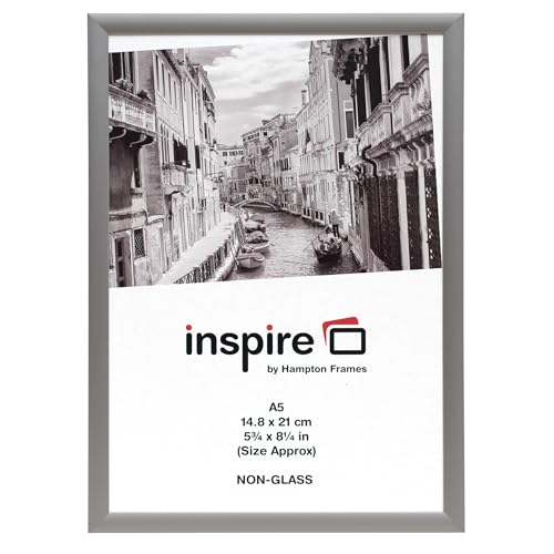 Hampton Frames Aluminium A5 (14,9 x 21 cm) Silber Poster Zertifikat Rahmen Acryl (Nicht Glas) - ALI9A5NG von Hampton Frames