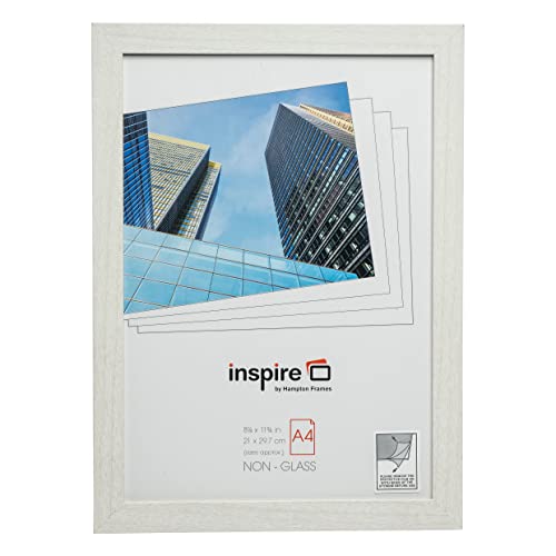 Hampton Frames Bergen BERA4NG Bilderrahmen, A4, 21 x 30 cm, Plexiglas (kein Glas), Weiß von Hampton Frames