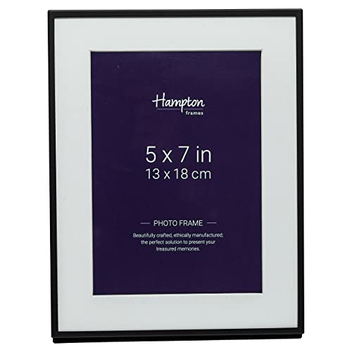 Hampton Frames Madrid M138B57 Bilderrahmen, schmales Profil, mit abgeschrägtem Passepartout, 13 x 18 cm, Mattschwarz von Hampton Frames
