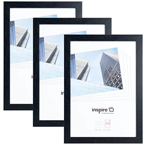 Hampton Frames OXFA4NG OXFA4NG Bilderrahmen für Poster, Plexiglas, A4, 21 x 30 cm, Schwarz, 3 Stück von Hampton Frames