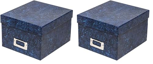 Hampton Frames The Photo Album Company – ALBOX57BLUE – Robuste Geschenkbox zum Aufbewahren von Fotos, 13 x 18 cm, dunkelblau marmoriert (Packung mit 2) von Hampton Frames