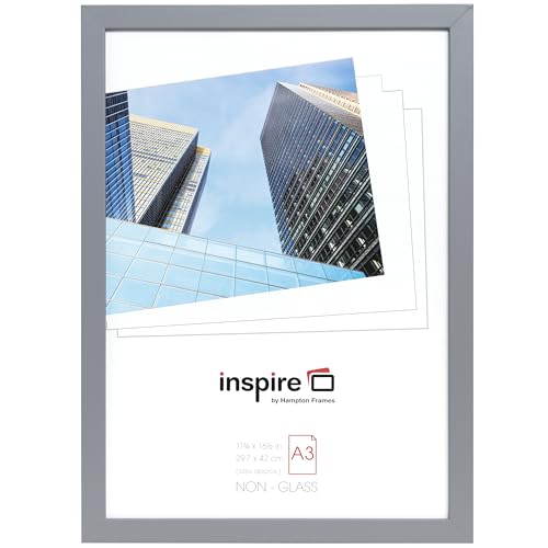 Hampton Frames ZURICH ZURA3GRY-PK1 A3 (30 x 42 cm) Grauer Poster-Bilderrahmen aus Acryl (kein Glas) von Hampton Frames