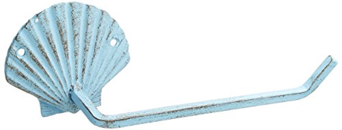 Hampton Nautisches k-9211-solid-light-blue Rustikal hellblau Gusseisen Shell Toilettenpapierhalter 25,4 cm – Strand Badezimmer Dekoration – Beach Home von Hampton Nautical