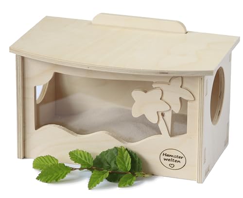 Hamsterwelten Hamster-und Mäuse Badehaus Tropical Spa - Sandbad aus Holz mit abnehmbarem Deckel und Abnehmbarer Scheibe Hamsterwelten Hamster-und Mäuse Badehaus Tropical Spa - Sandbad aus Holz mit abnehmbarem Deckel und Abnehmbarer Scheibe von Hamsterwelten