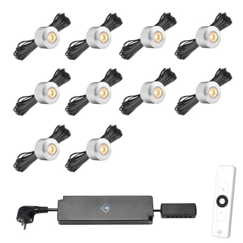 Hamulight LED Aufbaustrahler Terrassenüberdachung Gomera ab mit Fernbedienung | Wintergarten Beleuchtung - Aufbauleuchten - Terrassendach - Überdachung | 3W - Dimmbar - Warmweiß | Set mit 10 Stück von Hamulight