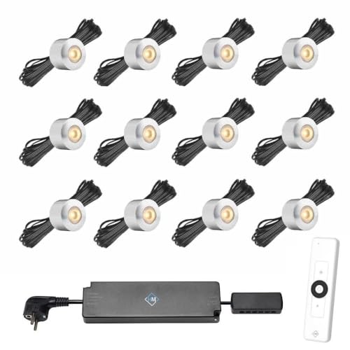 Hamulight LED Aufbaustrahler Terrassenüberdachung Gomera ab mit Fernbedienung | Wintergarten Beleuchtung - Aufbauleuchten - Terrassendach - Überdachung | 3W - Dimmbar - Warmweiß | Set mit 12 Stück von Hamulight