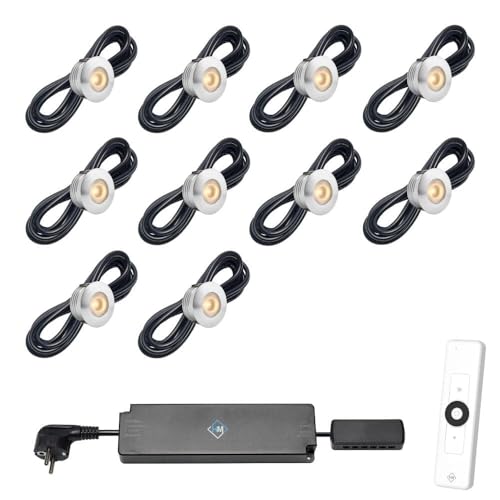 Hamulight LED Einbaustrahler Terrassenüberdachung Aragon ab mit Fernbedienung | Beleuchtung Wintergarten - Einbauleuchten - Terrassendach - Carport | 3W - Dimmbar - Warmweiß | Set mit 10 Stück von Hamulight