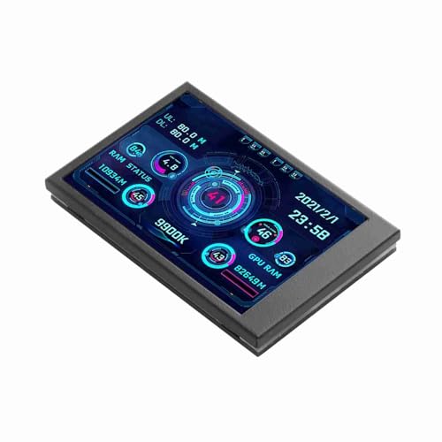 Hamwesh 3,5 Zoll IPS USB -Bildschirm, Computertemperaturanzeige mit CPU RAM HDD -Datenüberwachung für PC AIDA64 Sensorpanel (BLACK) von Hamwesh