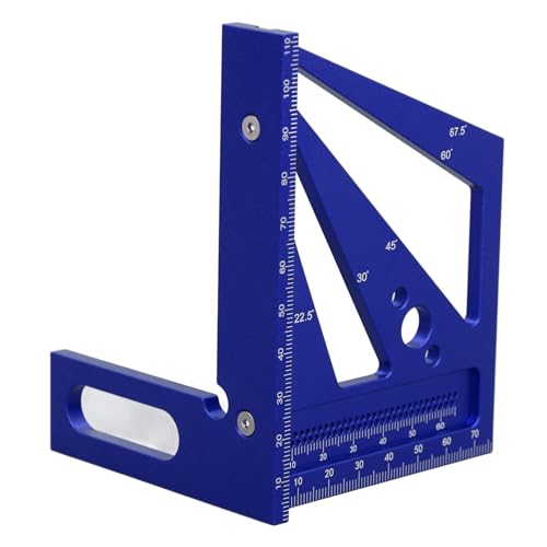 Hamwesh 3D -Multi -Winkel Messanlurer, Aluminiumlegierung Holzbearbeitungs Quadrat Protraktor mit 22,5 30 45 60 67,5 90 Grad Skalen für Carpenter Enthusiasten (BLUE) von Hamwesh