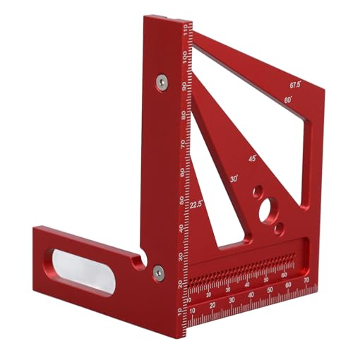 Hamwesh 3D -Multi -Winkel Messanlurer, Aluminiumlegierung Holzbearbeitungs Quadrat Protraktor mit 22,5 30 45 60 67,5 90 Grad Skalen für Carpenter Enthusiasten (Rot) von Hamwesh