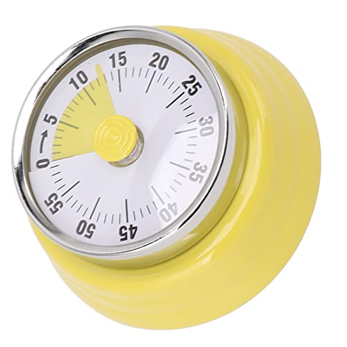 Hamwesh 60 Minuten Küchentimer, Mechanischer Kochtimer mit Visuellem Display -Zifferblatt für Schullernprojekte und Zahnbürstenaufgaben (Hellgelb) von Hamwesh