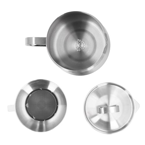 Hamwesh Edelstahlölfiltertopf, Ergonomisches Ölfleisch mit Großer Kapazität mit Infuserausstrich Zum Kochen Fettspeicher (2L) von Hamwesh