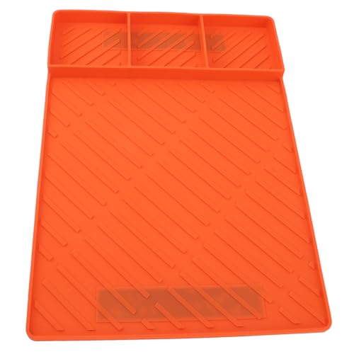Hamwesh Grillmatte, Nicht -Stick -Silikon BBQ Grillmatte Schwere Außengrill Backmatten mit Seitenregal Tropfschale Magnetinstallation Wiederverwendbares Wärmefest Zum Grillen (ORANGE) von Hamwesh
