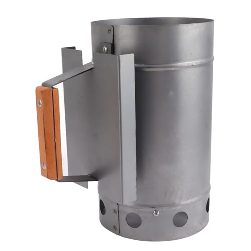 Hamwesh Holzkohleschornsteinstarter, Verdickter Haltbarer Zinkeisenlegierung Tragbarer Grillfeuerstarter mit Holzgriff Zum Kochen Im Freien von Hamwesh