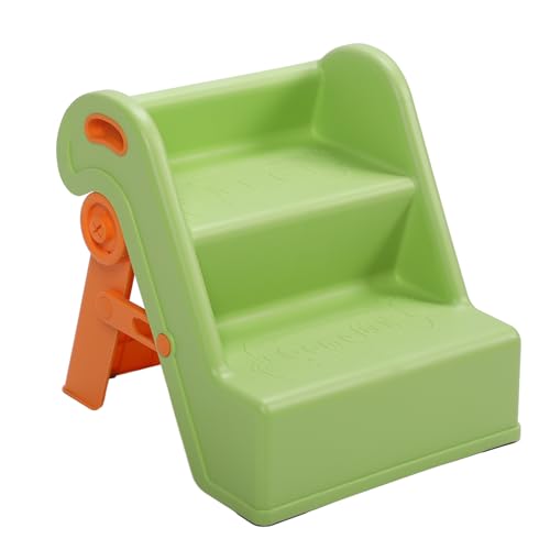 Hamwesh Klapper Kleinkindstuhl, 2 Stufenhocker für mit Seitenkörben für Waschbecken Toilettenküche Helfer Plastikleiter Counterhocker Helfer (Green) von Hamwesh