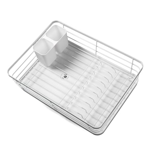 Hamwesh Kleine Tier -Trocknungsregal, Abflussbrettdesign 16,9 Zoll Metallschüssel Abflussregal Großer Kapazität Sparer Teller Rack für Küchen Hausgerichte Messer Löffel Gabeln von Hamwesh